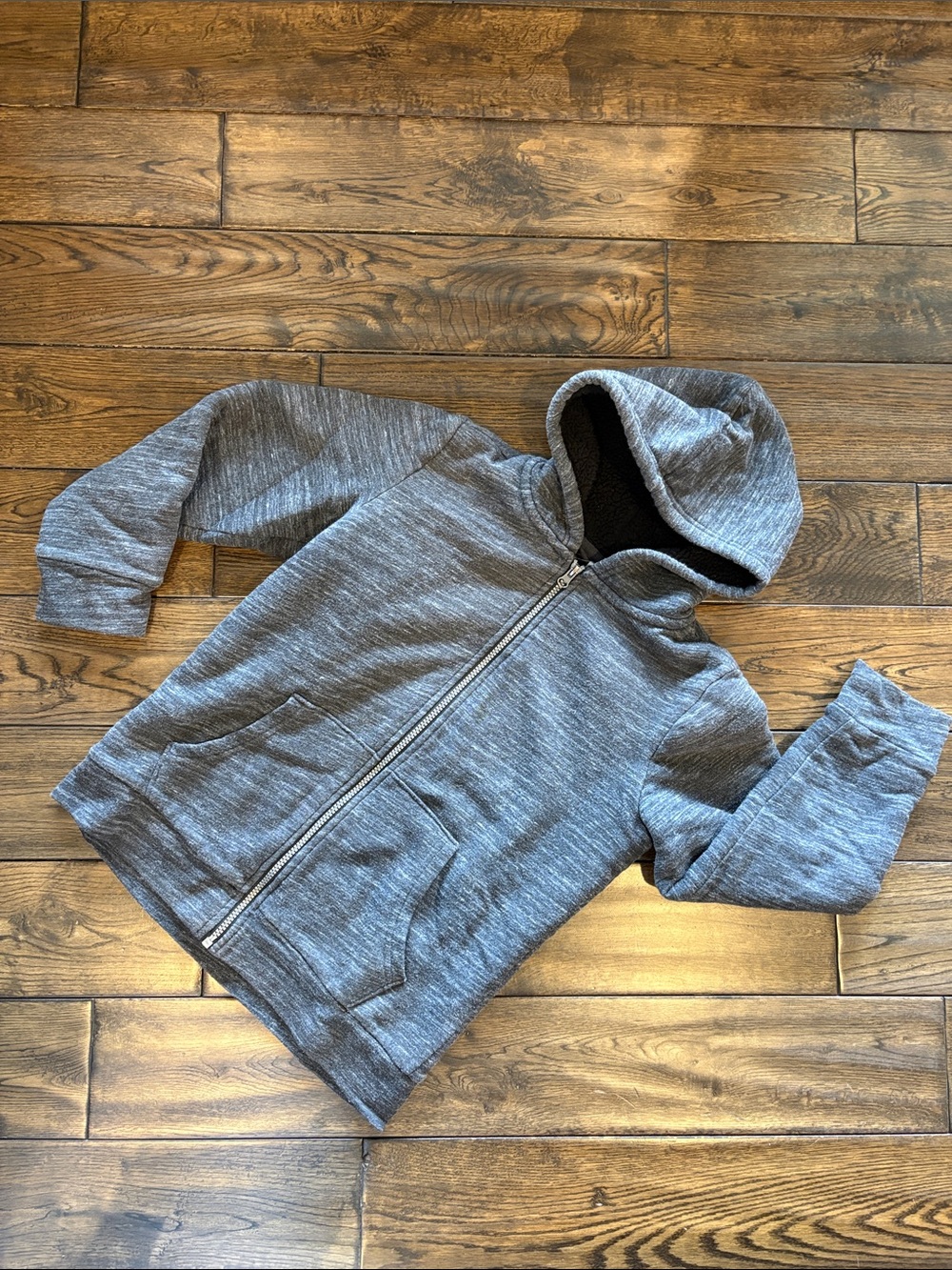 Kids Heather Gray Zip-Up Fleece-Lined Hoodie Jacket